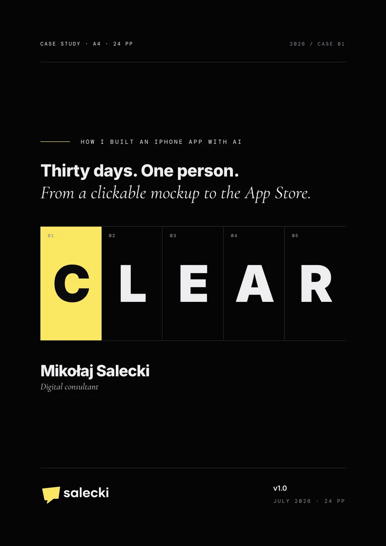 Tymbre case study cover. Thirty days, one person, from mockup to the App Store.