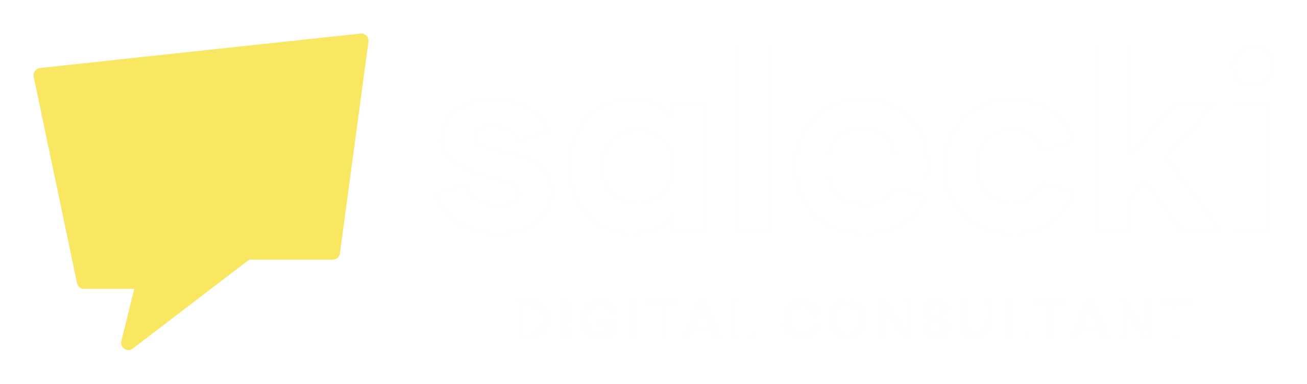 Ikona żółtego dymku obok słowa salecki zapisanego dużymi białymi literami, z napisem DIGITAL CONSULTANT zapisanym mniejszymi białymi literami na jasnoszarym tle.